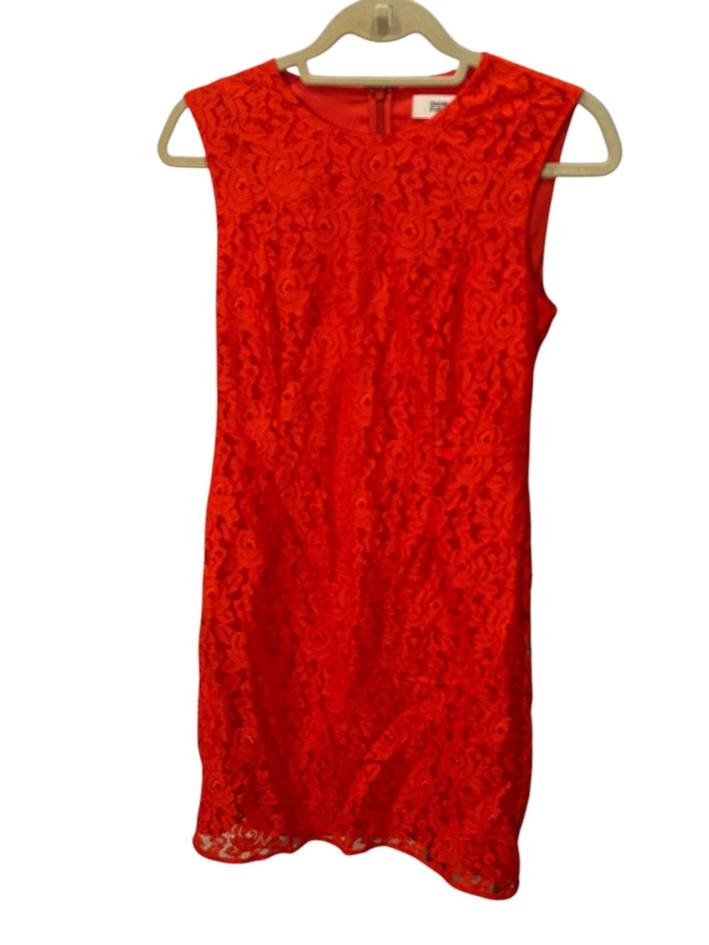 Diane von Furstenberg red rose lace shift dress 2